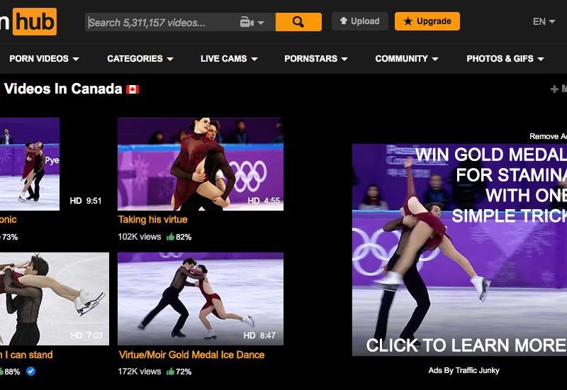 Pron Coil - Pornhub front page taken over by clips of Virtue and Moir's gold medal  routine - The Beaverton