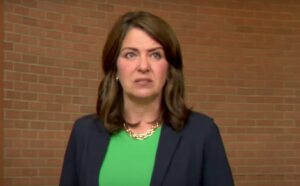 Danielle Smith looking angry